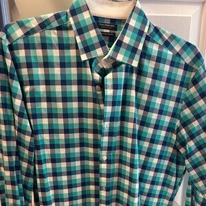 Tailorbyrd Teal and Navy Plaid Shirt